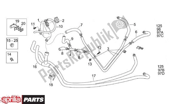 Alle onderdelen voor de Expansievat 96 97 van de Aprilia Leonardo 125-150 650 1996 - 1998