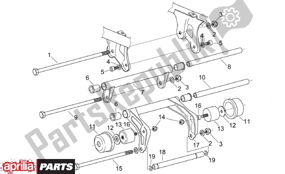 All parts for the Swingarm of the Aprilia Leonardo 125-150 650 1996 - 1998