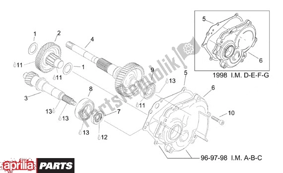 Alle onderdelen voor de Transmissie van de Aprilia Leonardo 125-150 650 1996 - 1998