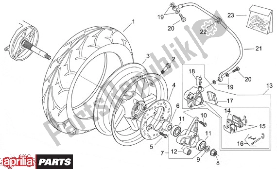 Toutes les pièces pour le Roue Arrière du Aprilia Leonardo 125-150 651 1999 - 2001