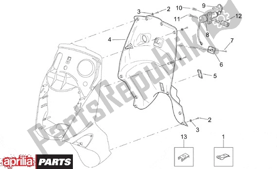 Todas las partes para Beenschild Binnenzijde de Aprilia Leonardo 125-150 651 1999 - 2001