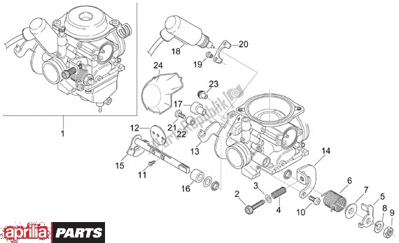 Alle onderdelen voor de Carburateurcomponenten van de Aprilia Leonardo 125-150 651 1999 - 2001