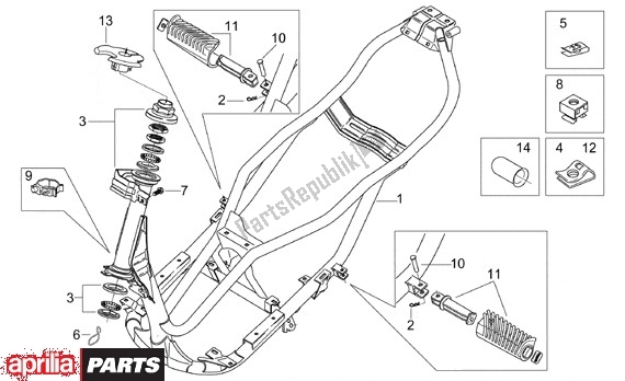 Todas as partes de Frame do Aprilia Leonardo 125-150 651 1999 - 2001