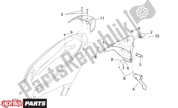 Alle onderdelen voor de Kentekenplaat Houder van de Aprilia Leonardo 125-150 651 1999 - 2001