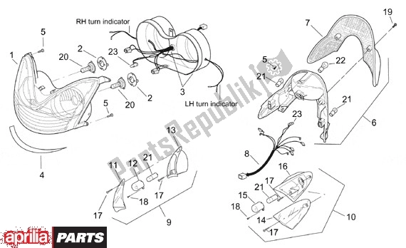 All parts for the Koplamp Achterlicht of the Aprilia Leonardo 125-150 651 1999 - 2001