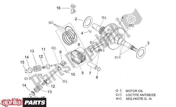 All parts for the Crankshaft of the Aprilia Leonardo 125-150 651 1999 - 2001