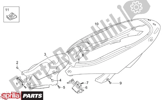 All parts for the Zijbeplating of the Aprilia Leonardo 125-150 651 1999 - 2001