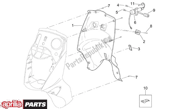 Todas as partes de Beenschild Binnenzijde do Aprilia Leonardo 655 250 1999 - 2001