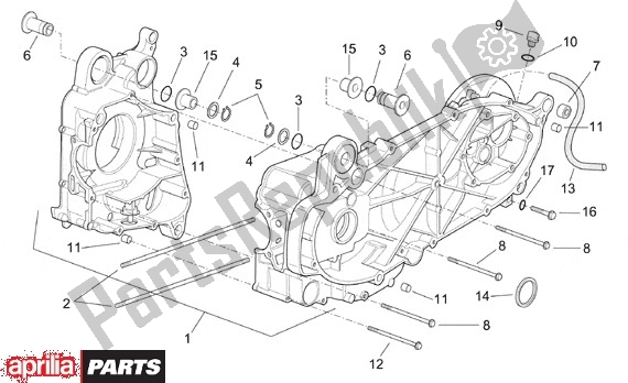 All parts for the Crankcase of the Aprilia Leonardo 655 250 1999 - 2001