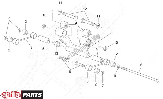 All parts for the Swingarm of the Aprilia Leonardo 655 250 1999 - 2001
