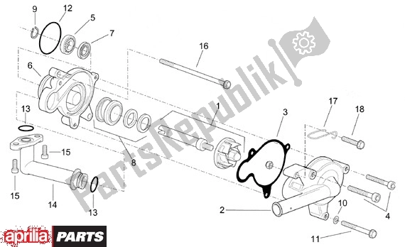 All parts for the Waterpomprondsel of the Aprilia Leonardo 655 250 1999 - 2001