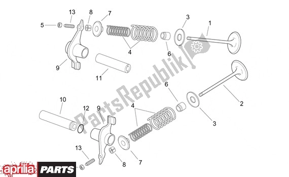 Todas as partes de Ventielen do Aprilia Leonardo 250-300 657 2002 - 2004