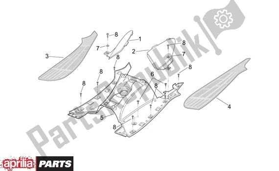 Tutte le parti per il Voetruimteafdekking del Aprilia Leonardo 250-300 657 2002 - 2004