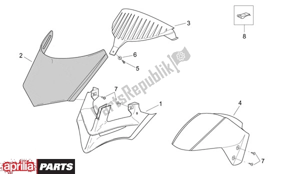 All parts for the Voorschermafdekkingen of the Aprilia Leonardo 250-300 657 2002 - 2004