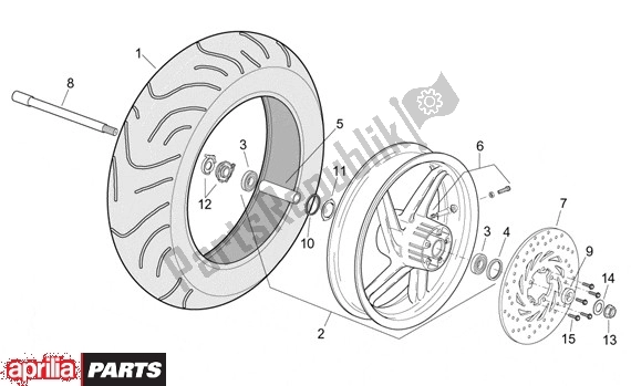 Alle Teile für das Vorderrad des Aprilia Leonardo 250-300 657 2002 - 2004