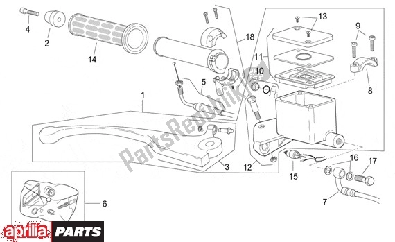 All parts for the Voorwielrempomp of the Aprilia Leonardo 250-300 657 2002 - 2004