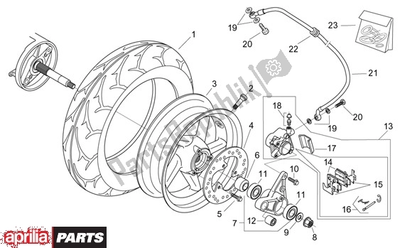 All parts for the Rear Wheel of the Aprilia Leonardo ST 125-150 652 2001 - 2004