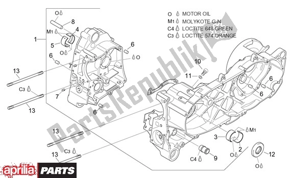 Alle Teile für das Kurbelgehäuse des Aprilia Leonardo ST 125-150 652 2001 - 2004