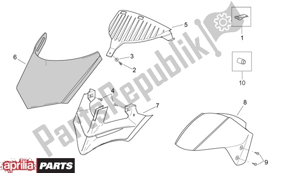 All parts for the Voorschermafdekkingen of the Aprilia Leonardo ST 125-150 652 2001 - 2004