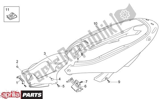 Alle onderdelen voor de Zijbeplating van de Aprilia Leonardo ST 125-150 652 2001 - 2004