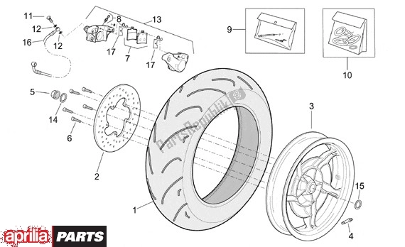 Todas as partes de Roda Traseira do Aprilia Leonardo ST 656 250 2001