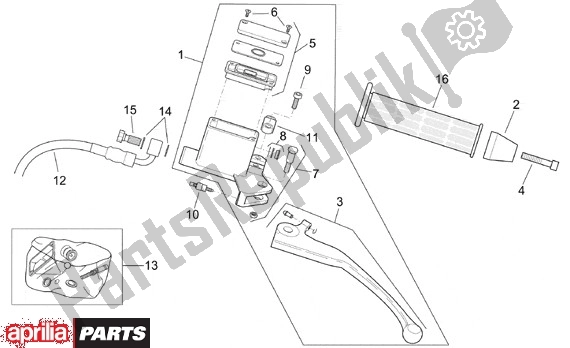 Tutte le parti per il Achterwielrempomp del Aprilia Leonardo ST 656 250 2001