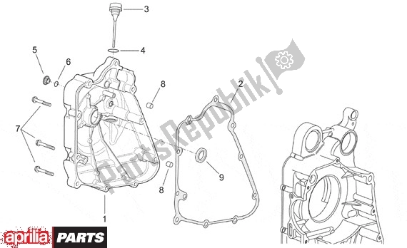 Alle onderdelen voor de Deksel Vliegwielzijde van de Aprilia Leonardo ST 656 250 2001