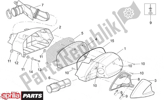 All parts for the Filterhuis of the Aprilia Leonardo ST 656 250 2001