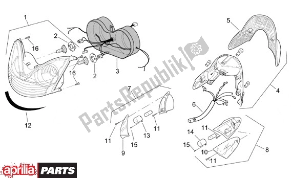 Alle Teile für das Koplamp Achterlicht des Aprilia Leonardo ST 656 250 2001