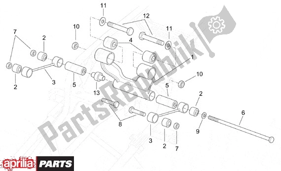 All parts for the Swingarm of the Aprilia Leonardo ST 656 250 2001