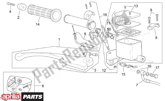 Alle onderdelen voor de Voorwielrempomp van de Aprilia Leonardo ST 656 250 2001