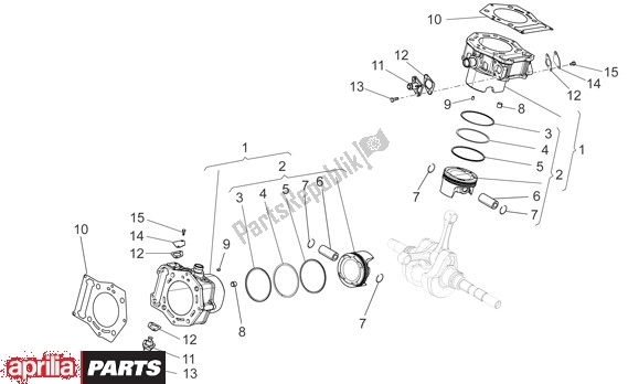 All parts for the Cylinder of the Aprilia Mana 36 850 2007 - 2011