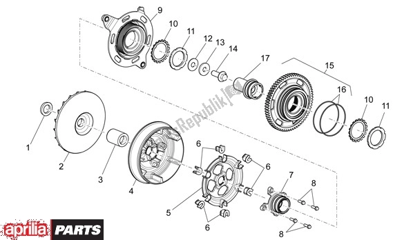 All parts for the Transmission I of the Aprilia Mana 36 850 2007 - 2011