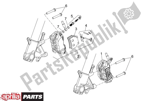 All parts for the Voorwielremklauw of the Aprilia Mana 36 850 2007 - 2011