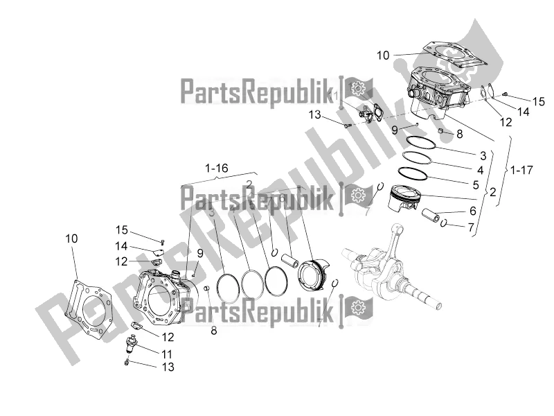 All parts for the Cylinder With Piston of the Aprilia Mana 850 GT NA 2016