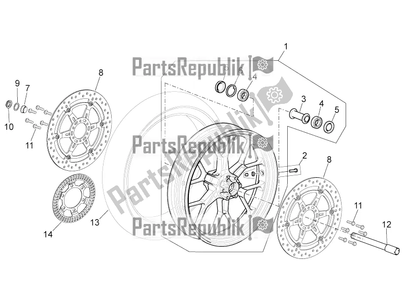 All parts for the Front Wheel of the Aprilia Mana 850 GT NA 2016