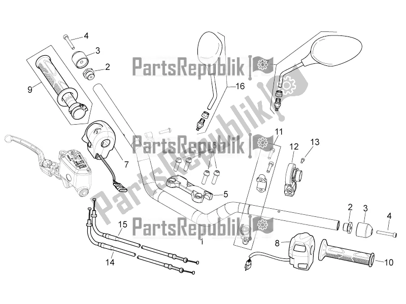 Tutte le parti per il Manubrio - Comandi del Aprilia Mana 850 GT NA 2016