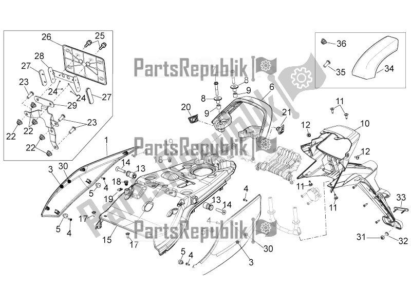 All parts for the Rear Body of the Aprilia Mana 850 GT NA 2016