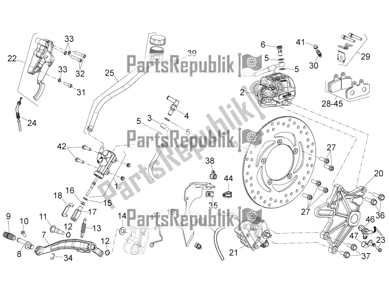All parts for the Rear Brake System of the Aprilia Mana 850 GT NA 2016