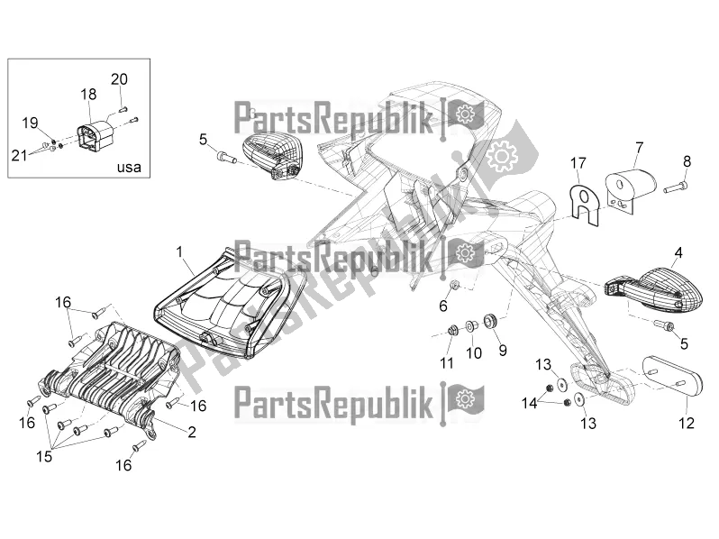 All parts for the Rear Lights of the Aprilia Mana 850 GT NA 2016