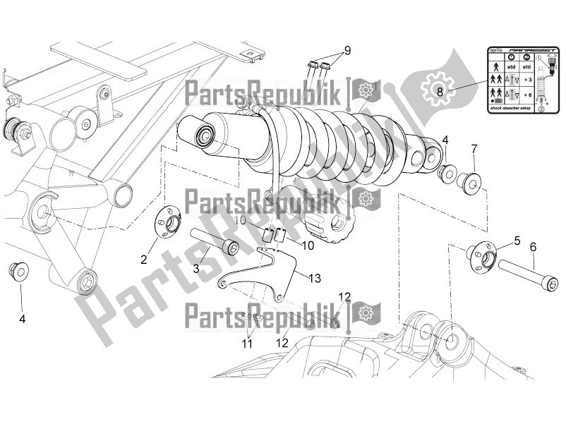 All parts for the Rear Shock Absorber of the Aprilia Mana 850 GT NA 2016