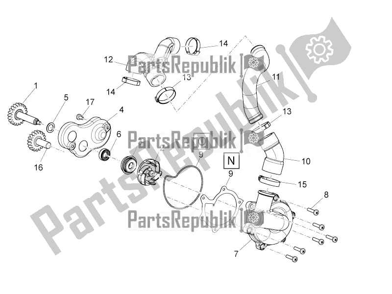 All parts for the Water Pump of the Aprilia Mana 850 GT NA 2016