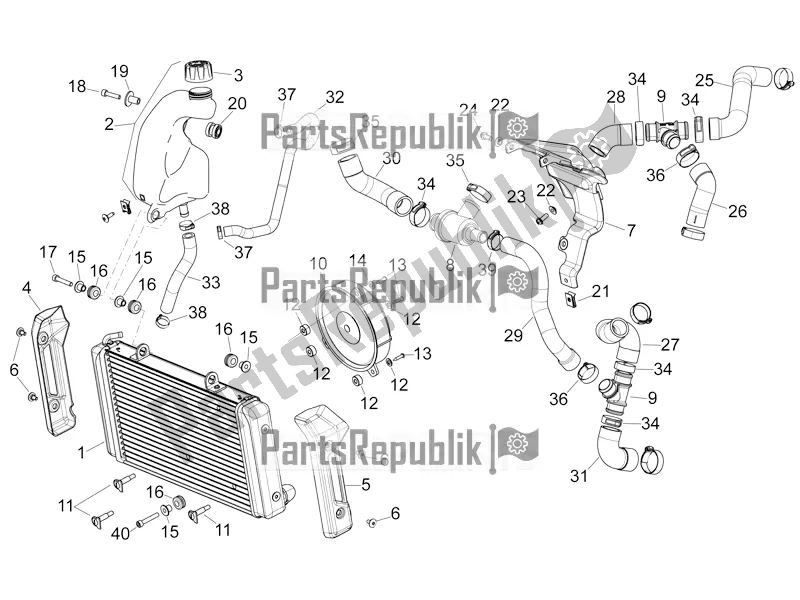 All parts for the Cooling System of the Aprilia Mana 850 NA 2016