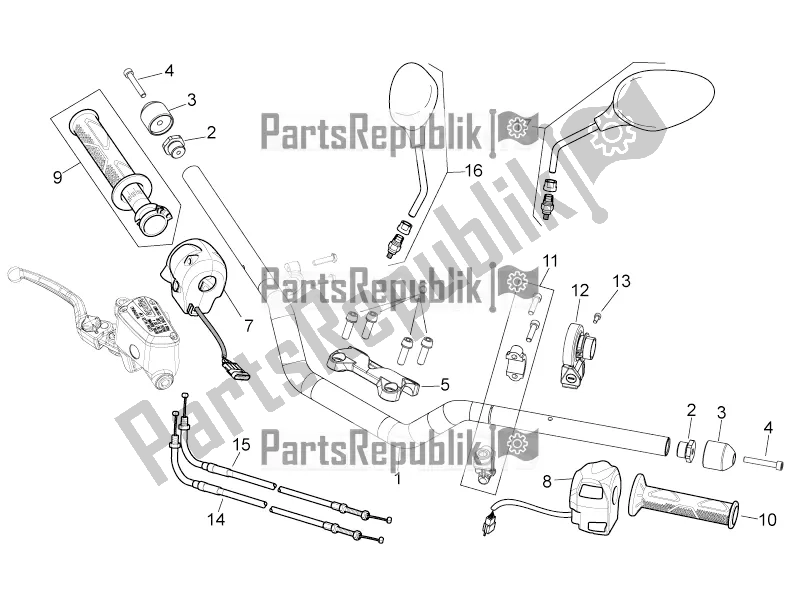 Alle onderdelen voor de Stuur - Controles van de Aprilia Mana 850 NA 2016
