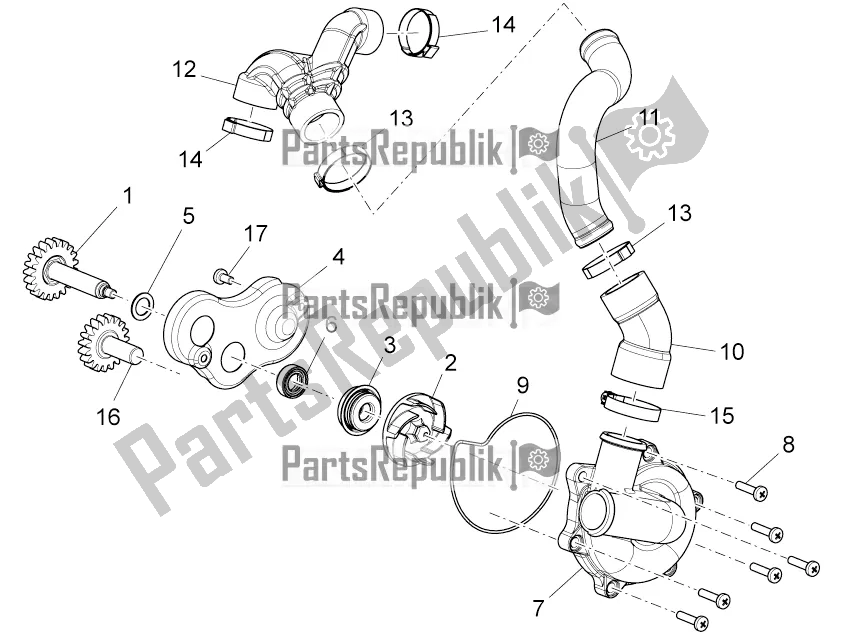 All parts for the Water Pump of the Aprilia Mana 850 NA 2016