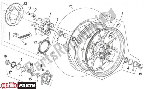 All parts for the Rear Wheel of the Aprilia Mana GT 55 850 2009 - 2011