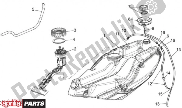 All parts for the Fuel Tank of the Aprilia Mana GT 55 850 2009 - 2011
