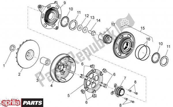 Wszystkie części do Drijfwerk Aprilia Mana GT 55 850 2009 - 2011