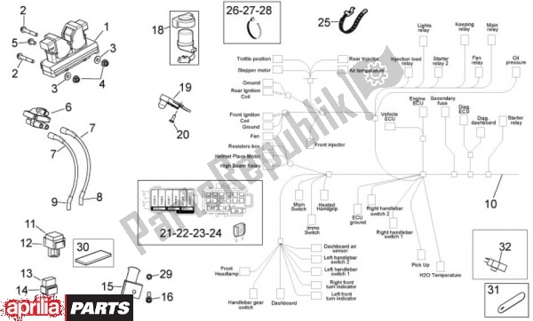 Alle onderdelen voor de Elektrische Installatie van de Aprilia Mana GT 55 850 2009 - 2011