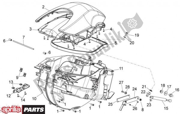 Alle onderdelen voor de Koffer Voor van de Aprilia Mana GT 55 850 2009 - 2011